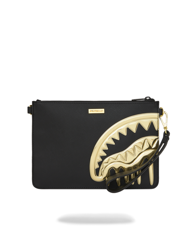 B8271_4 GOLD AND DANGEROUS CROSSOVER CLUTCH SPRAYGROUND