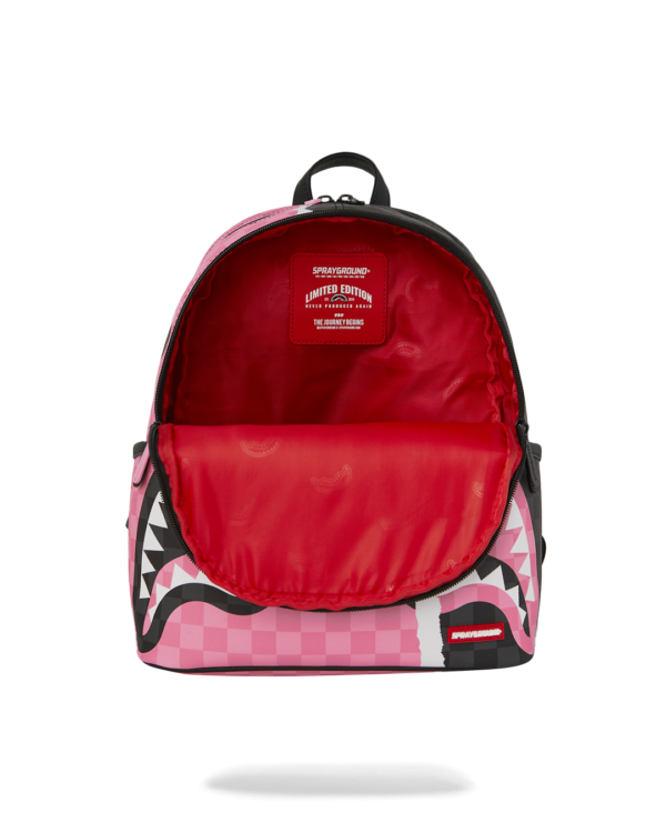 PINK AND BLACK TEAR SIP U SAVAGE BACKPACK SPRAYGROUND