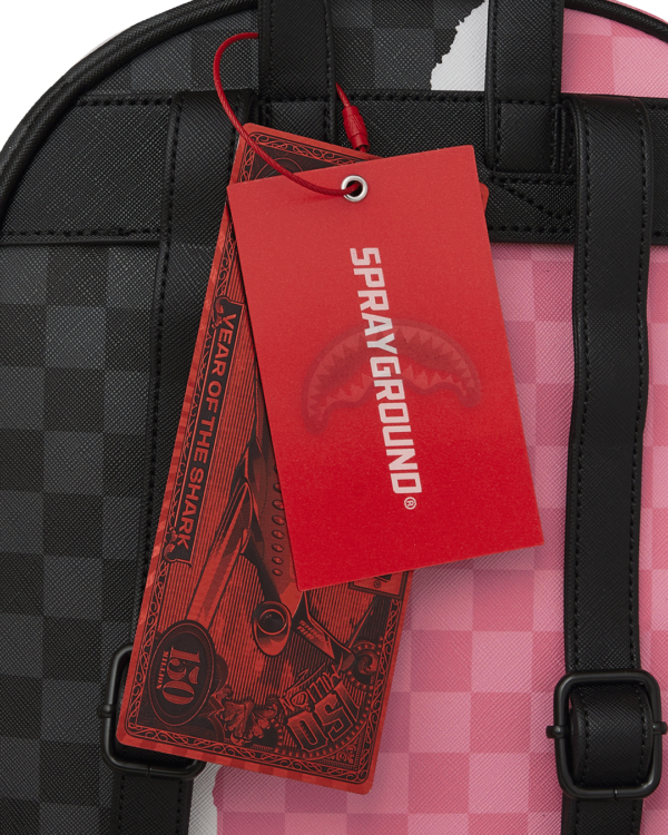 PINK AND BLACK TEAR SIP U SAVAGE BACKPACK SPRAYGROUND