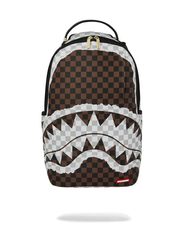 CREAM BROWN TEAR CHECK BACKPACK SPRAYGROUND