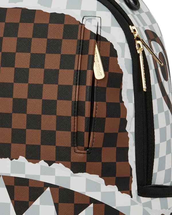 CREAM BROWN TEAR CHECK BACKPACK SPRAYGROUND