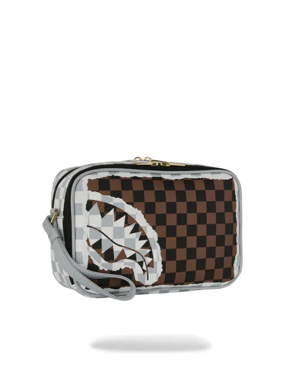 CREAM BROWN TEAR CHECK U TOILETRY BAG SPRAYGROUND