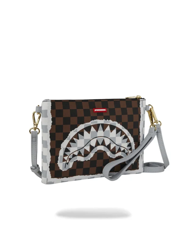 ext-187541-2-140-1763044976 CREAM BROWN TEAR CHECK CROSSOVER CLUTCH - SPRAYGROUND