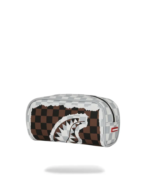 CREAM BROWN TEAR CHECK POUCH SPRAYGROUND