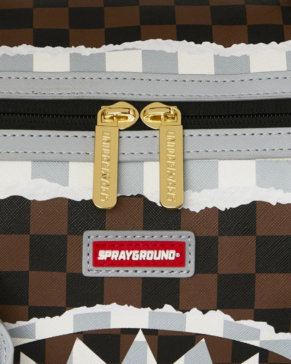 CREAM BROWN TEAR CHECK MINI DUFFLE SPRAYGROUND