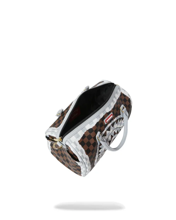 CREAM BROWN TEAR CHECK MINI DUFFLE SPRAYGROUND