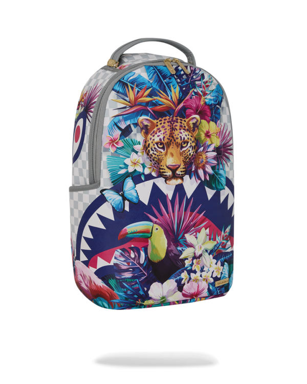 B8625_2 CREAM FLOWERING JUNGLE SHARK DLXSV BACKPACK