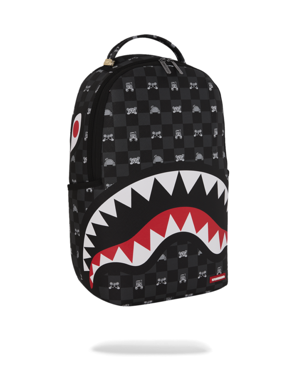 B8872_2 GRAY PEEKING CHARACTER CHECK DLXSV BACKPACK