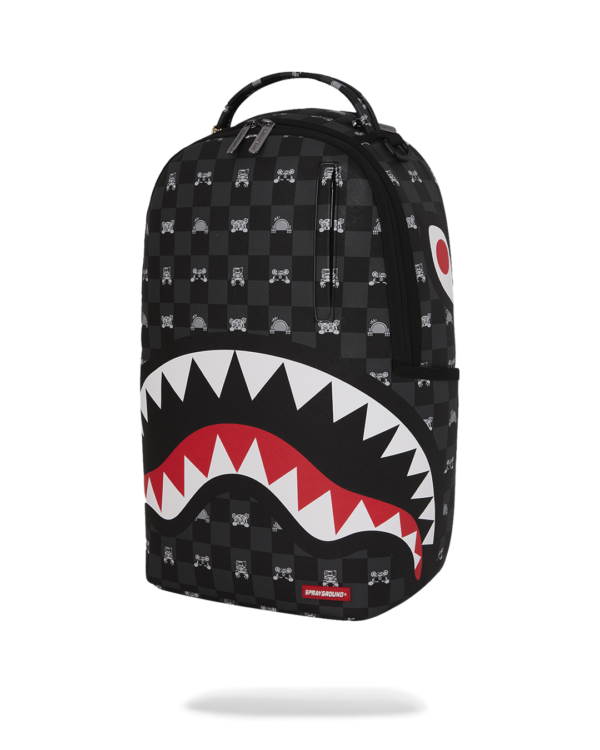 B8872_5 GRAY PEEKING CHARACTER CHECK DLXSV BACKPACK