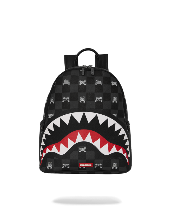 GRAY PEEKING CHARACTER CHECK SAVAGE BACKPACK