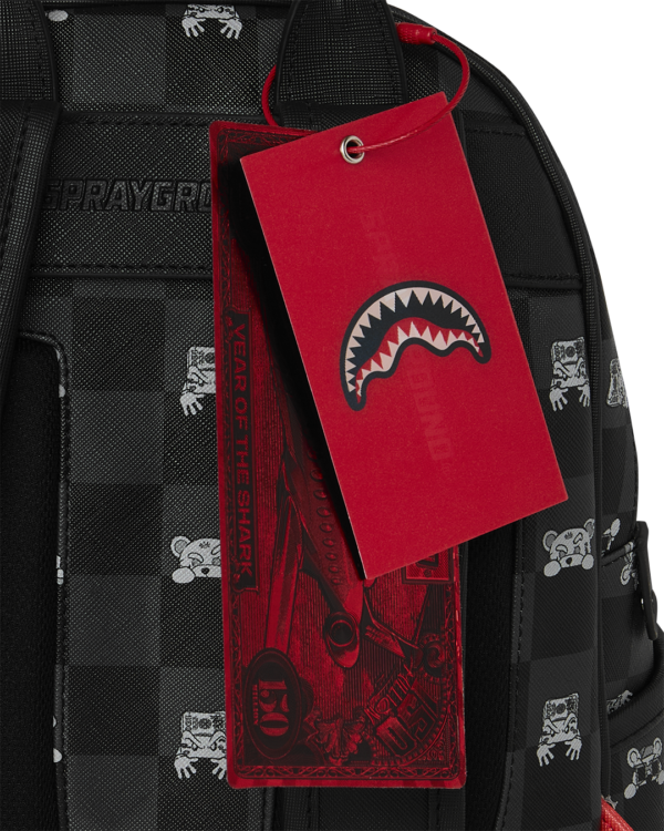 GRAY PEEKING CHARACTER CHECK SAVAGE BACKPACK