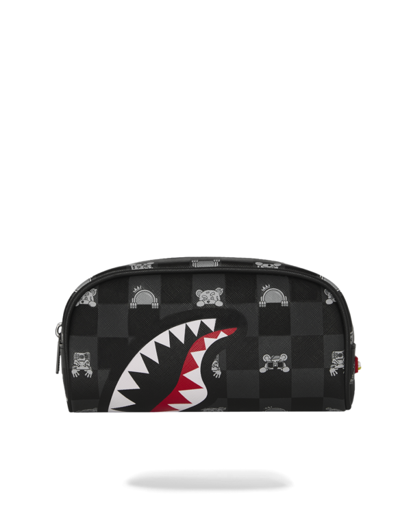 GRAY PEEKING CHARACTER CHECK PENCIL POUCH