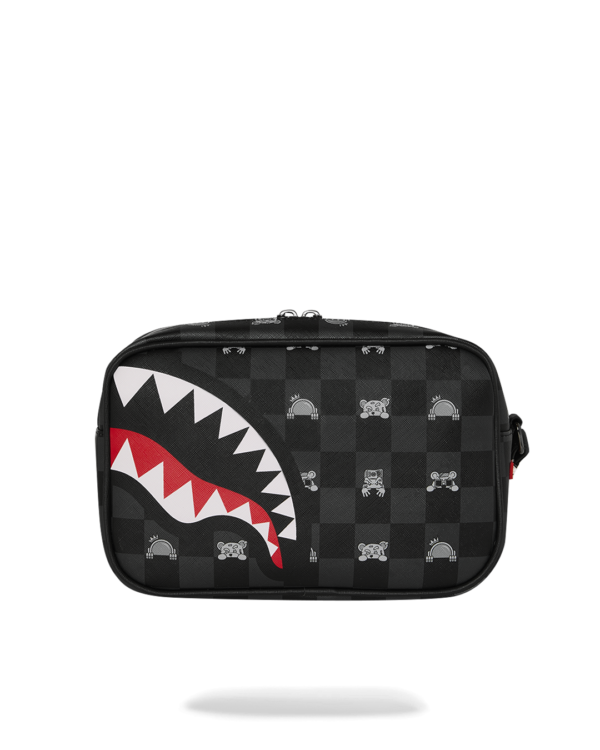 B8914_3 GRAY PEEKING CHARACTER CHECK TOILETRY BRICK