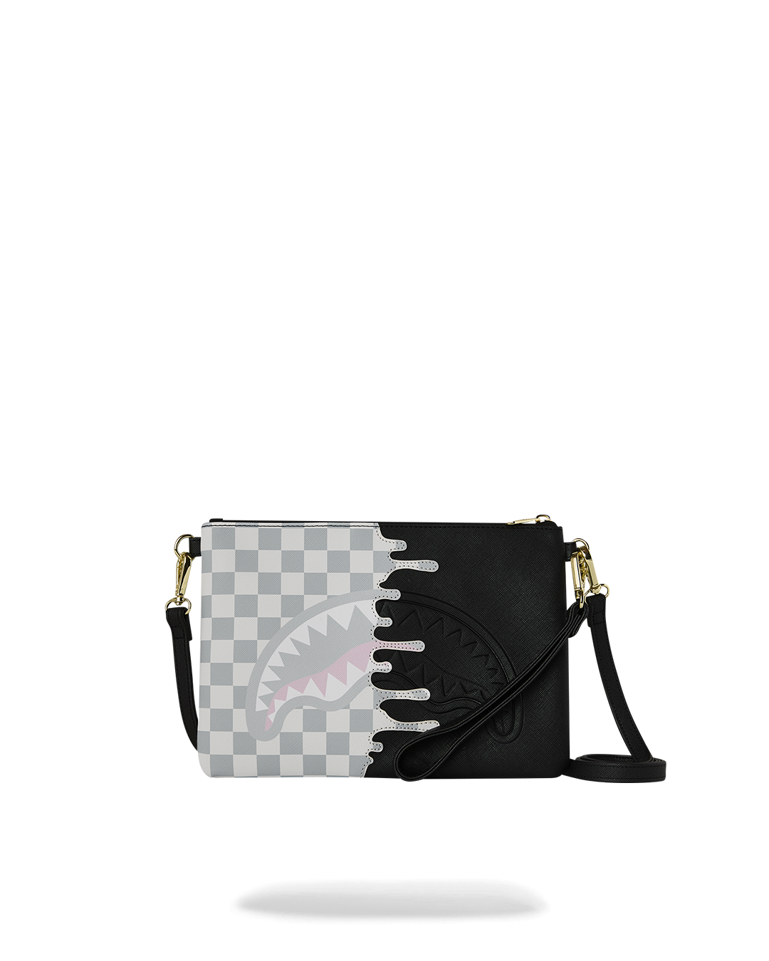 CREAM CHECK UNFINISHED SHARK CROSSBODY POUCHETTE