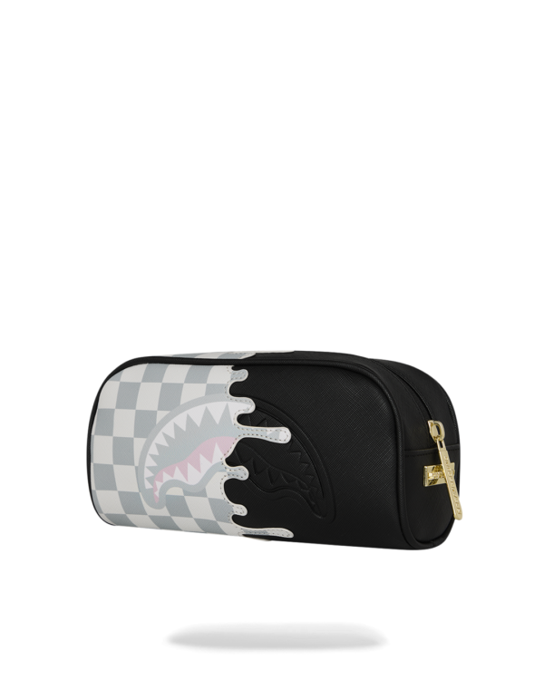 CREAM CHECK UNFINISHED SHARK PENCIL POUCH