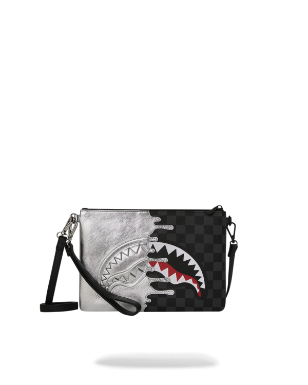 SILVER SIDE DRIP BLACK CHECK CROSSBODY POUCHETTE