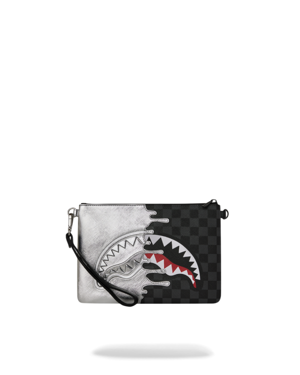 SILVER SIDE DRIP BLACK CHECK CROSSBODY POUCHETTE