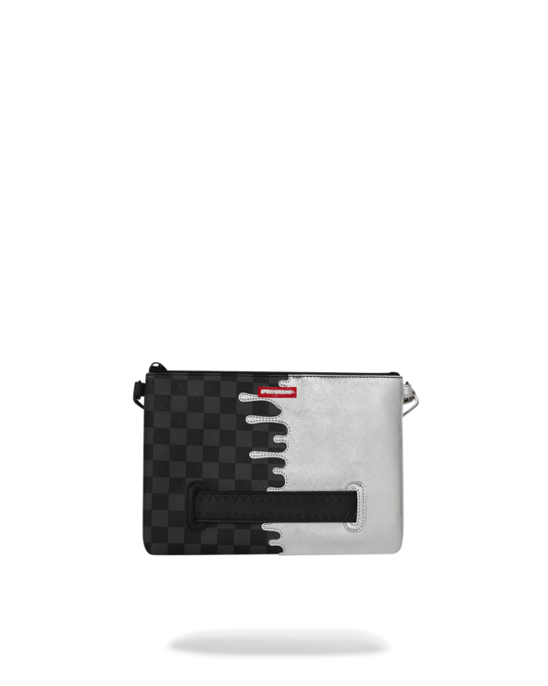SILVER SIDE DRIP BLACK CHECK CROSSBODY POUCHETTE