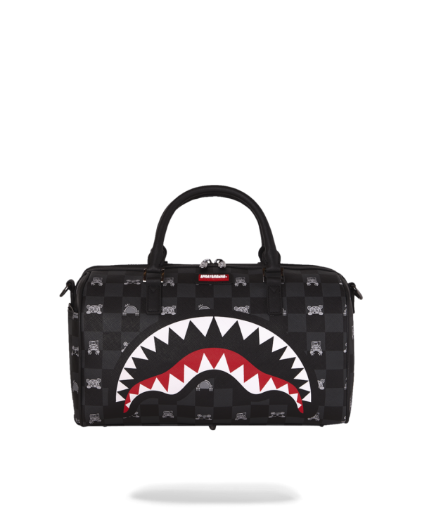 GRAY PEEKING CHARACTER CHECK MINI DUFFLE