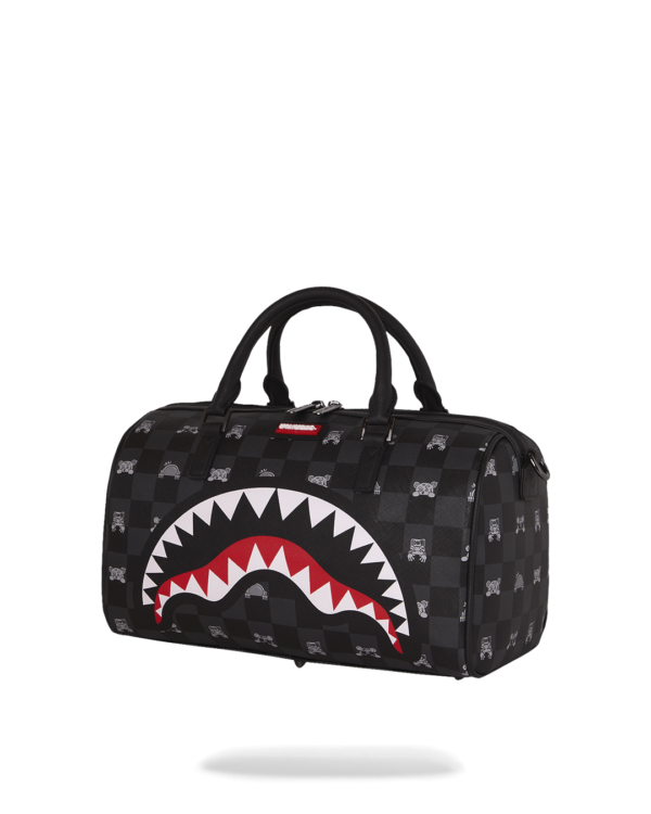 GRAY PEEKING CHARACTER CHECK MINI DUFFLE