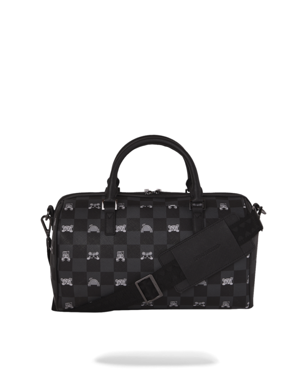 GRAY PEEKING CHARACTER CHECK MINI DUFFLE