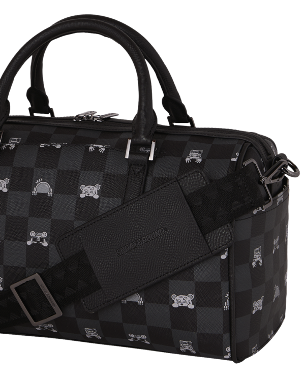 GRAY PEEKING CHARACTER CHECK MINI DUFFLE