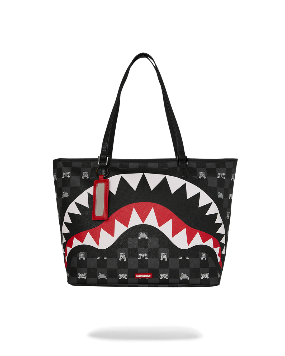 GRAY PEEKING CHARACTER CHECK TOTE