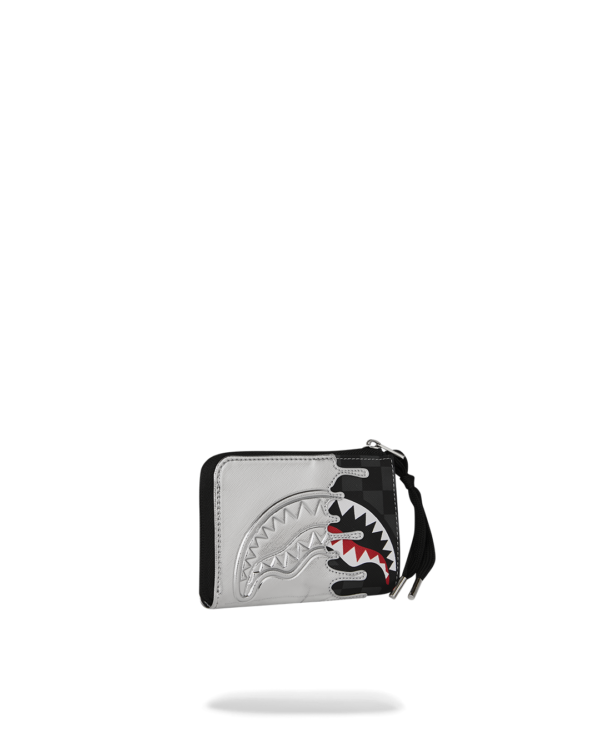 W8931_2 SILVER SIDE DRIP BLACK CHECK WALLET