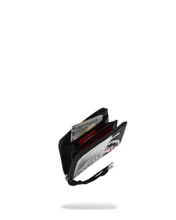W8931_4 SILVER SIDE DRIP BLACK CHECK WALLET