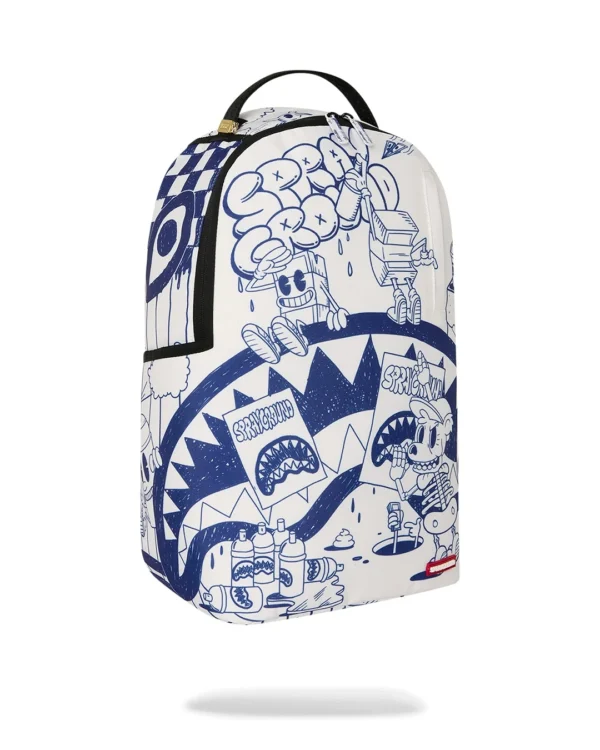 2 BLUE INK DOODLE BACKPACK