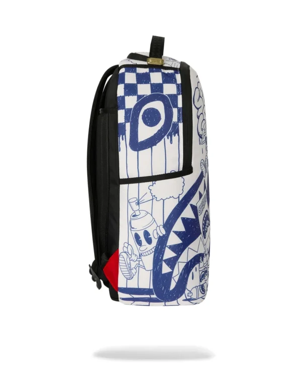 3 BLUE INK DOODLE BACKPACK