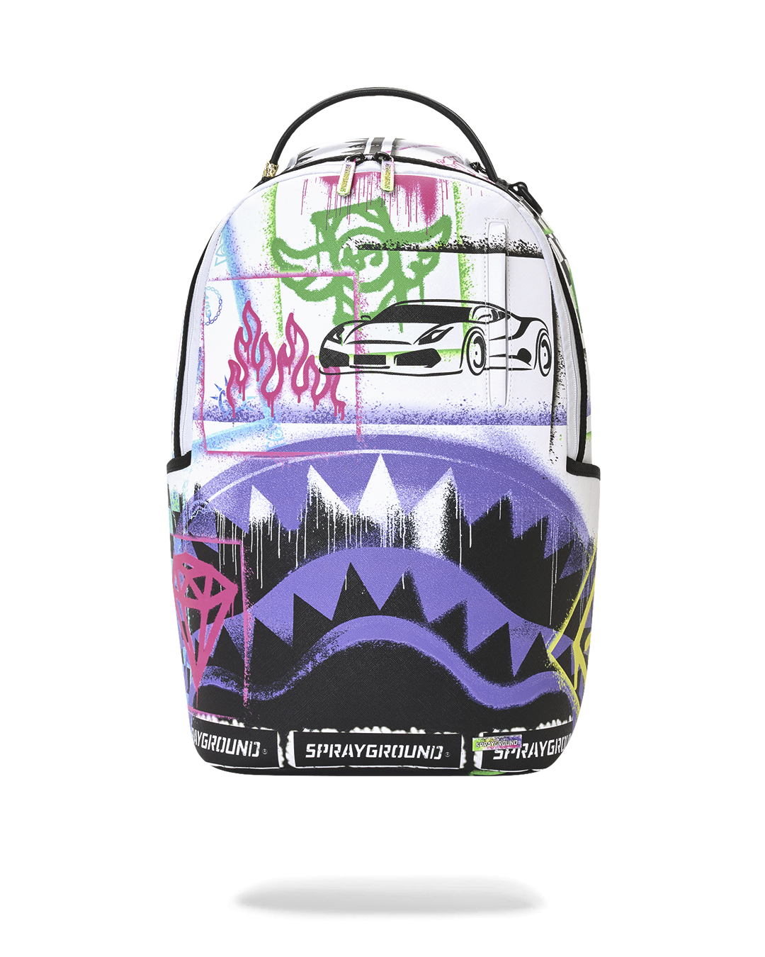 STENCIL SHARK ATTACK BLACK AND WHITE SPLIT BACKPACK