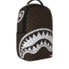BROWN AND CREAM DRIP CHECK SHARK BACKPACK