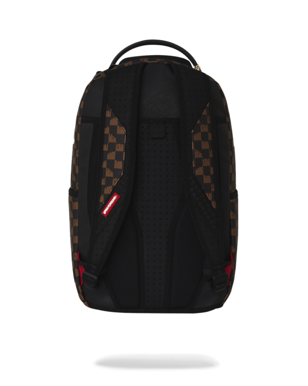 BROWN AND CREAM DRIP CHECK SHARK BACKPACK