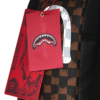 BROWN AND CREAM DRIP CHECK SHARK BACKPACK
