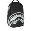 B8553_2 BLACK AND WHITE DRIP CHECK SHARK BACKPACK