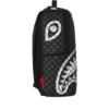 B8553_3 BLACK AND WHITE DRIP CHECK SHARK BACKPACK
