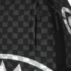 B8553_6 BLACK AND WHITE DRIP CHECK SHARK BACKPACK