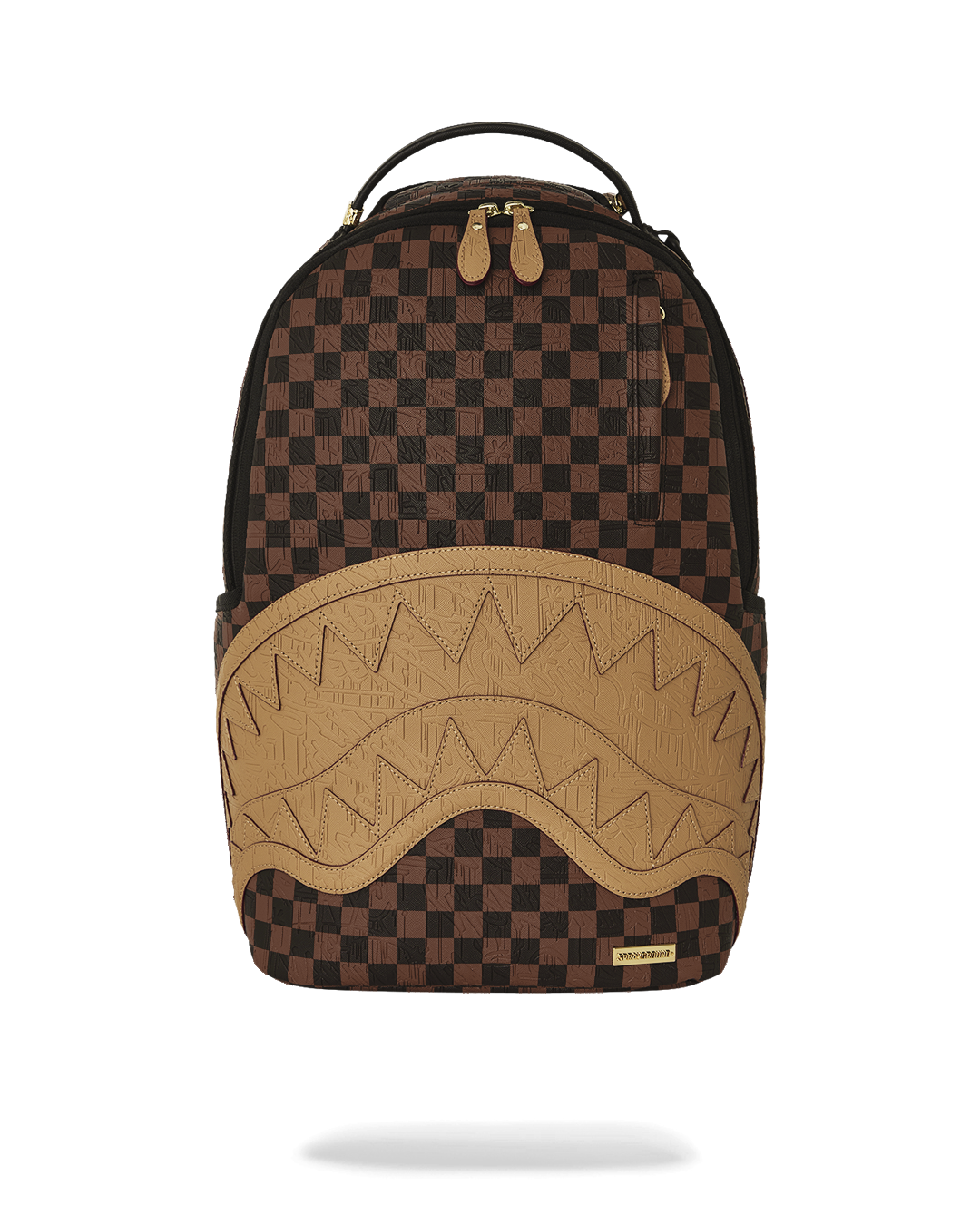 EMBOSSED CHECK BROWN BACKPACK