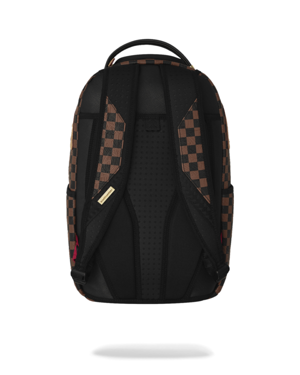 B8592_4 EMBOSSED CHECK BROWN BACKPACK