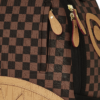 B8592_6 EMBOSSED CHECK BROWN BACKPACK