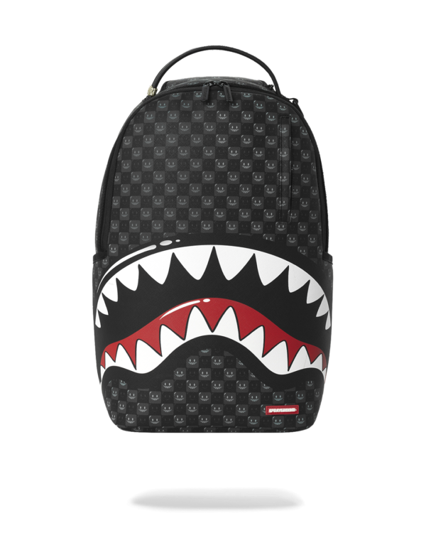 B8633_1 SHARKS IN PARIS WTF BUBBLY BLACK CHECK BACKPACK