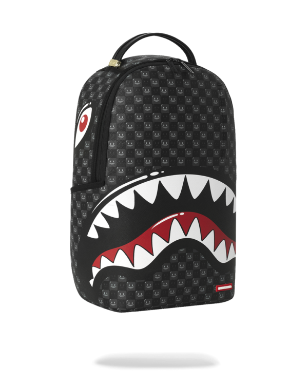 B8633_2 SHARKS IN PARIS WTF BUBBLY BLACK CHECK BACKPACK