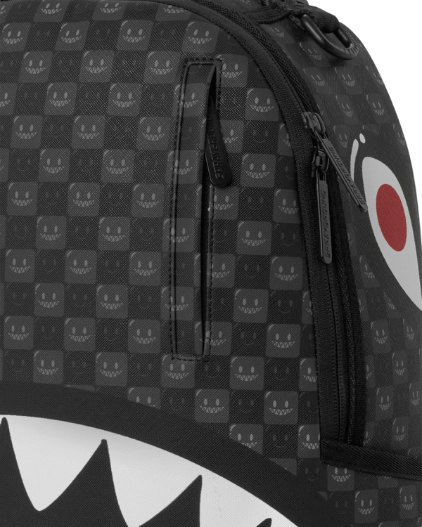 B8633_D1 SHARKS IN PARIS WTF BUBBLY BLACK CHECK BACKPACK