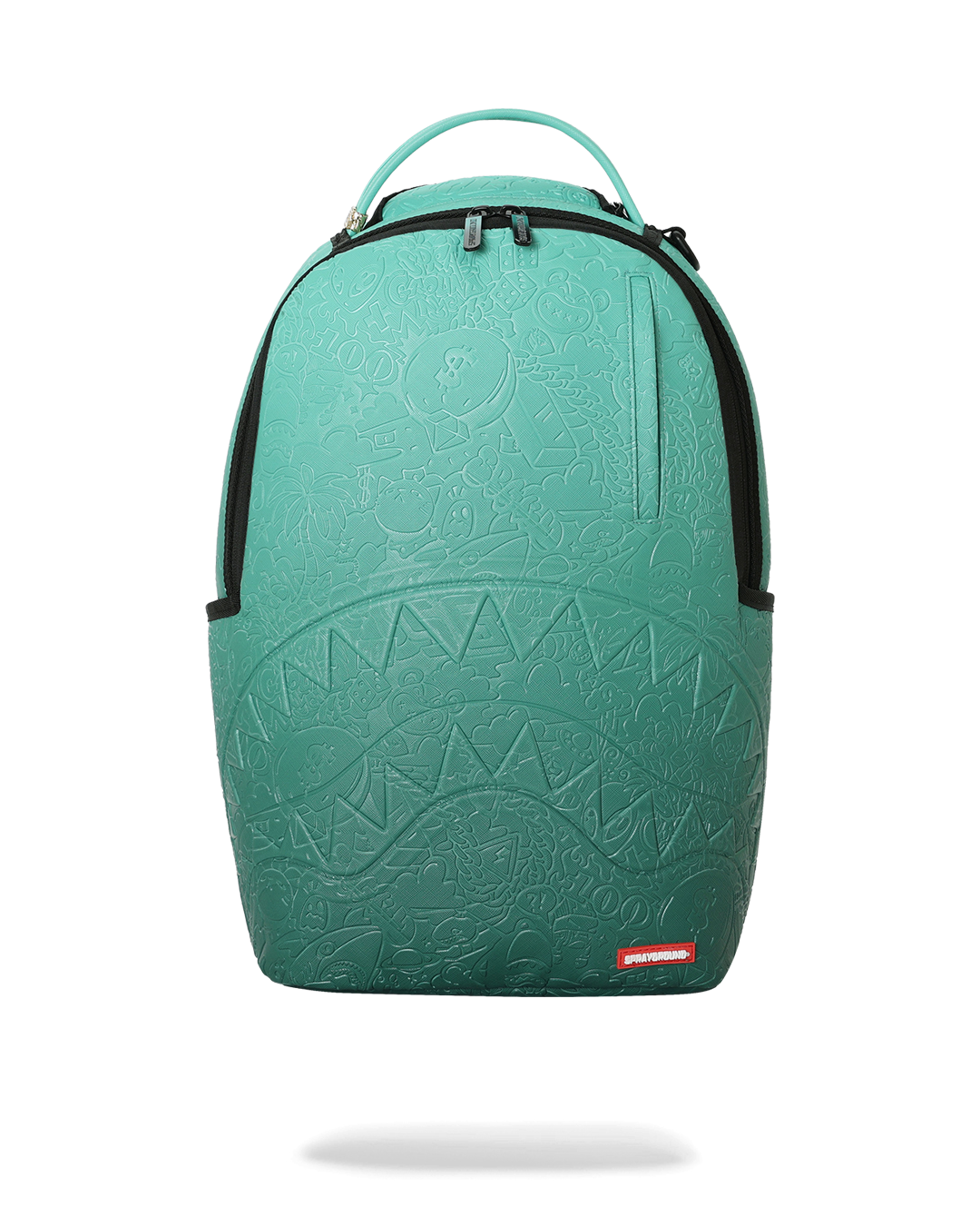 B8789_1 TURQUOISE DOODLE EMBOSS BACKPACK