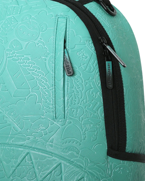 TURQUOISE DOODLE EMBOSS BACKPACK