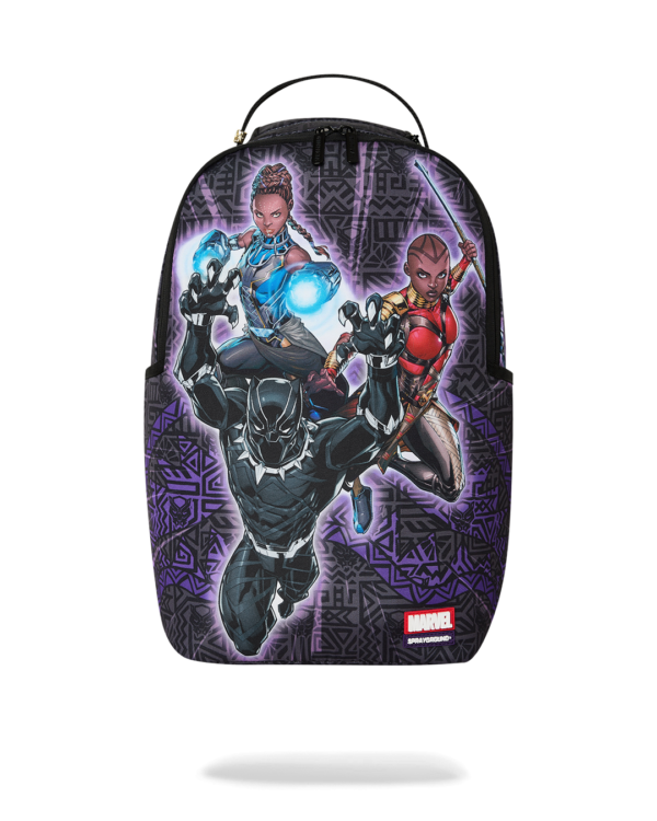 B9120_1 MARVEL BLACK PANTHER WAKANDA FOREVER WHTCHECK BACKPACK