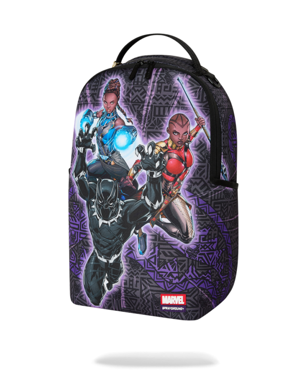 B9120_5 MARVEL BLACK PANTHER WAKANDA FOREVER WHTCHECK BACKPACK