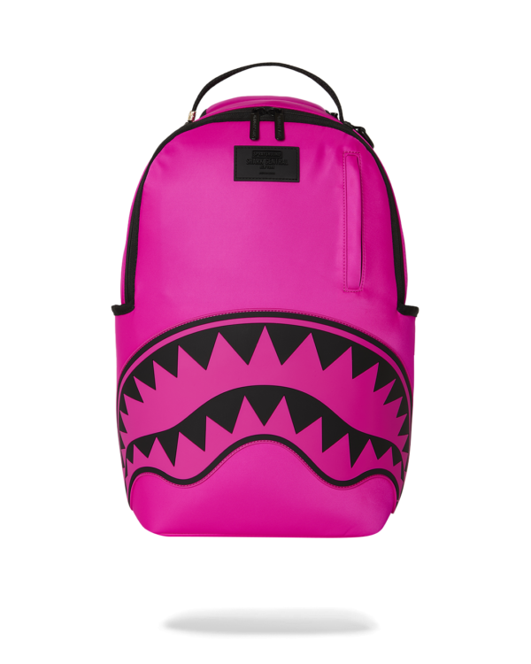 SHARK CENTRAL WHITE STENCIL SHARK PINK NYLON BACKPACK