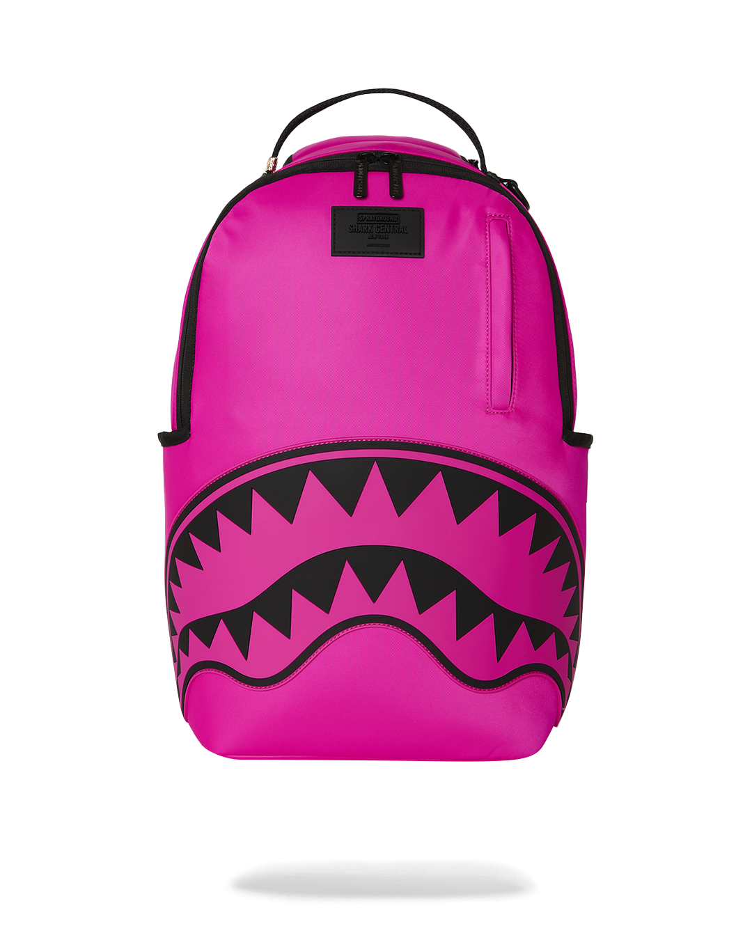 SHARK CENTRAL WHITE STENCIL SHARK PINK NYLON BACKPACK